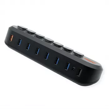 ROLINE USB 3.2 Gen 1-hub, 7-voudig, verwisselbare toetsen, Type-A-aansluitkabel