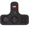 Maclean stopcontact, viervoudig met schakelaar, stabilisatievoet, type E, 2x2,5A, 2x16A, MCE224 E/B