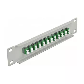 Glasvezel patchpaneel DeLOCK 10 inch 12 poorten LC duplex groen 1U grijs