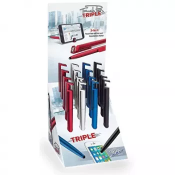 WEDO touchpen Triple kleurgesorteerd KS — 3-in-1 styluspen voor capacitieve touchscreens