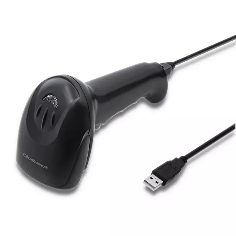 Qoltec 50866 1D CCD laser barcodescanner, USB, zwart