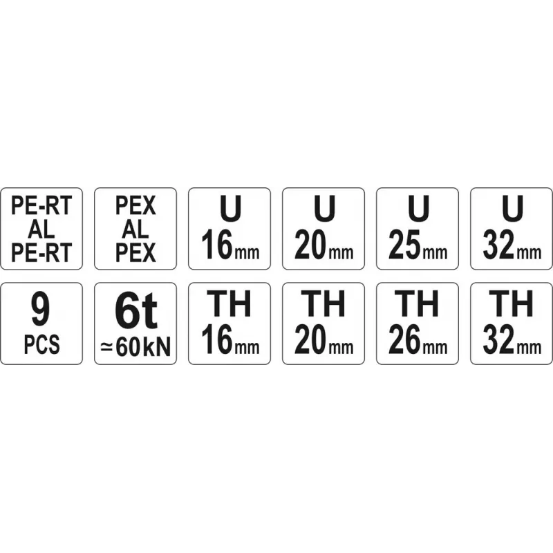 Yato PEX-AL-PEX krimptang handmatige krimptang met 8 bekken set