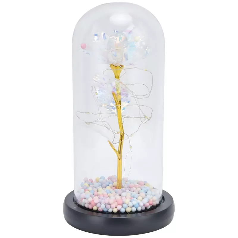 Eeuwige roos in glas Extralink Home, wit LED-licht