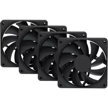120 mm behuizingsventilator 4-pack HYTE FA12 zwart, PWM-ondersteuning, standaard 120 mm montage