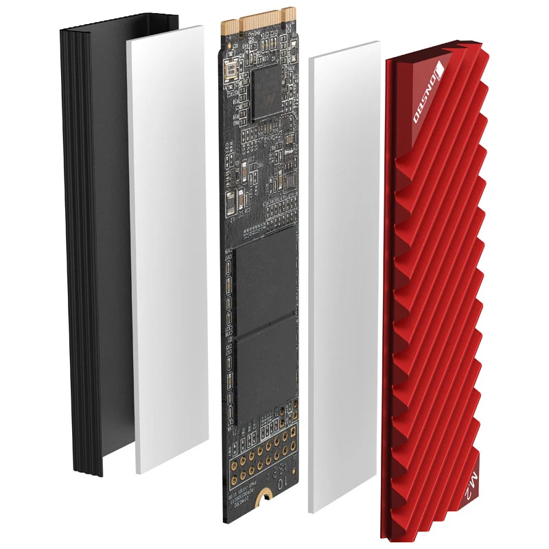 Heatsink/koeler Jonsbo M.2-3 RED zwart rood 24,4 mm 73 mm 9,6 mm