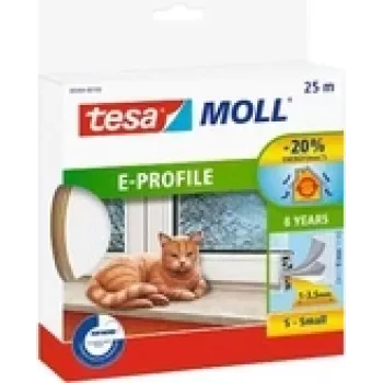 Afdichtband Tesa E-profiel wit 05464-00100-02 voor rand- en voegafdichting