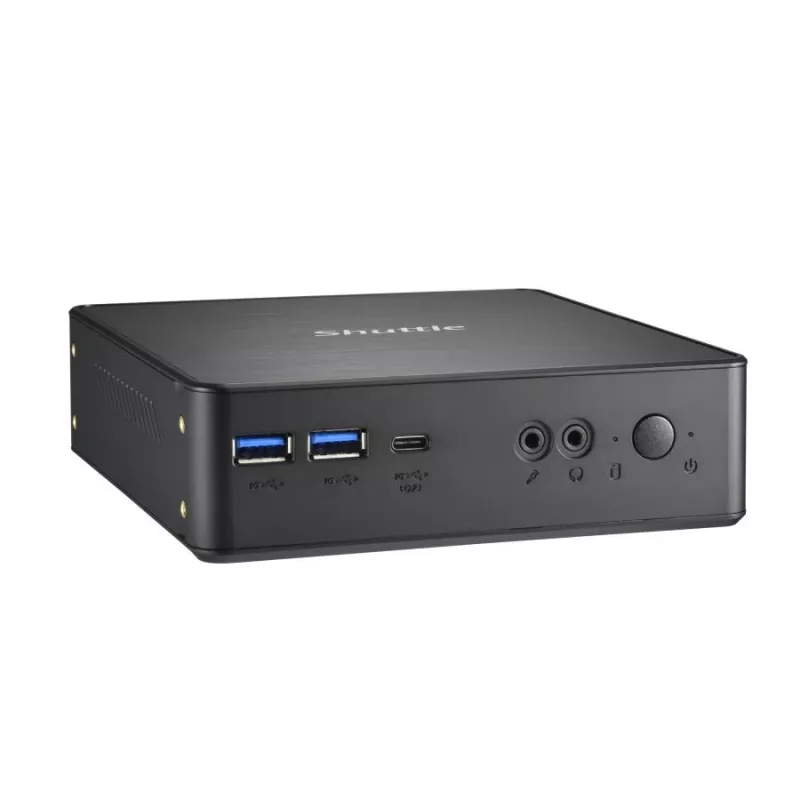 Shuttle XPC Nano PC NC40U, Intel Celeron 7305U, 1x HDMI, 1x DP, 1x USB-C/DP, 6x USB3.2, 1x 2,5-inch-insteekslot, 2x M.2, 1x LAN, RAID, 24/7 continu gebruik, incl. VESA & standvoet