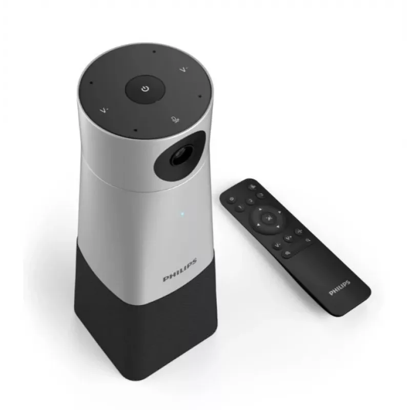 Philips PSE0550 SmartMeeting draagbare 4K-videoconferentiecamera met ingebouwde microfoon, 30 fps, USB, zwart/zilver