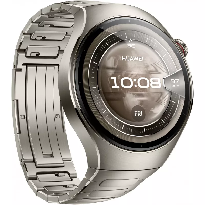 Smartwatch HUAWEI WATCH 5, 1,5 inch AMOLED, 466×466, 46 mm titanium behuizing, Wi-Fi, GPS, zilver
