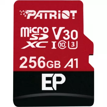MicroSDXC-geheugenkaart PATRIOT PEF256GEP31MCX 256 GB Class 10 U3 V30 lezen 100 MB/s schrijven 80 MB/s met SD-adapter