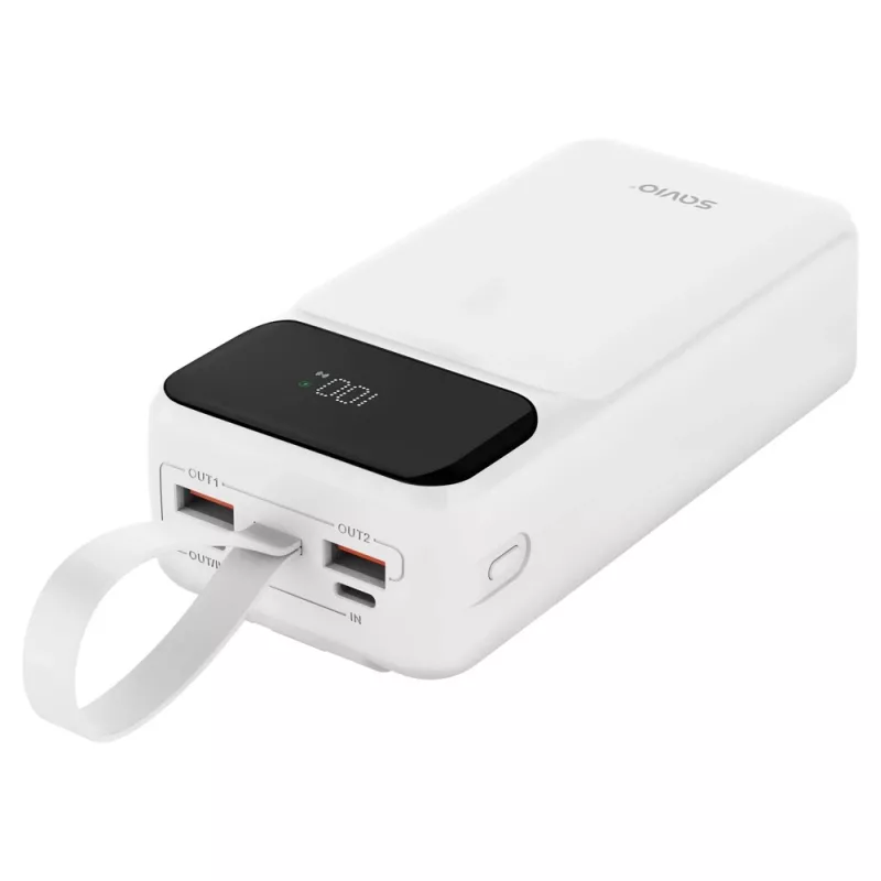SAVIO BA-10 powerbank 30000 mAh (111 Wh), Li-ion, 2x USB-C, 2x USB-A, Quick Charge, Power Delivery