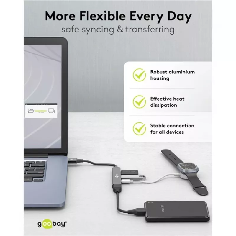 Goobay Slim 4-poorts USB-hub, USB-A naar USB-C™/USB-A, USB 3.2 (74458)