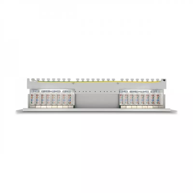 DeLOCK 19 inch patchpaneel 16 poorten Cat.6A 1HE grijs metaal rack