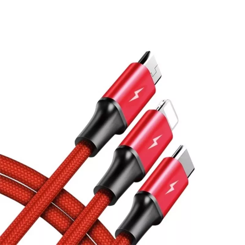 UNITEK C4049RD USB-kabel 1,2 m USB A USB C/Micro-USB B/Lightning rood