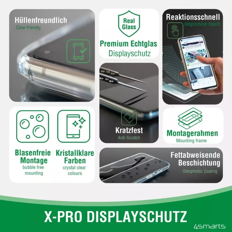 4smarts 360° startersset - beschermhoes voor mobiele telefoon - gehard glas (10 H)
