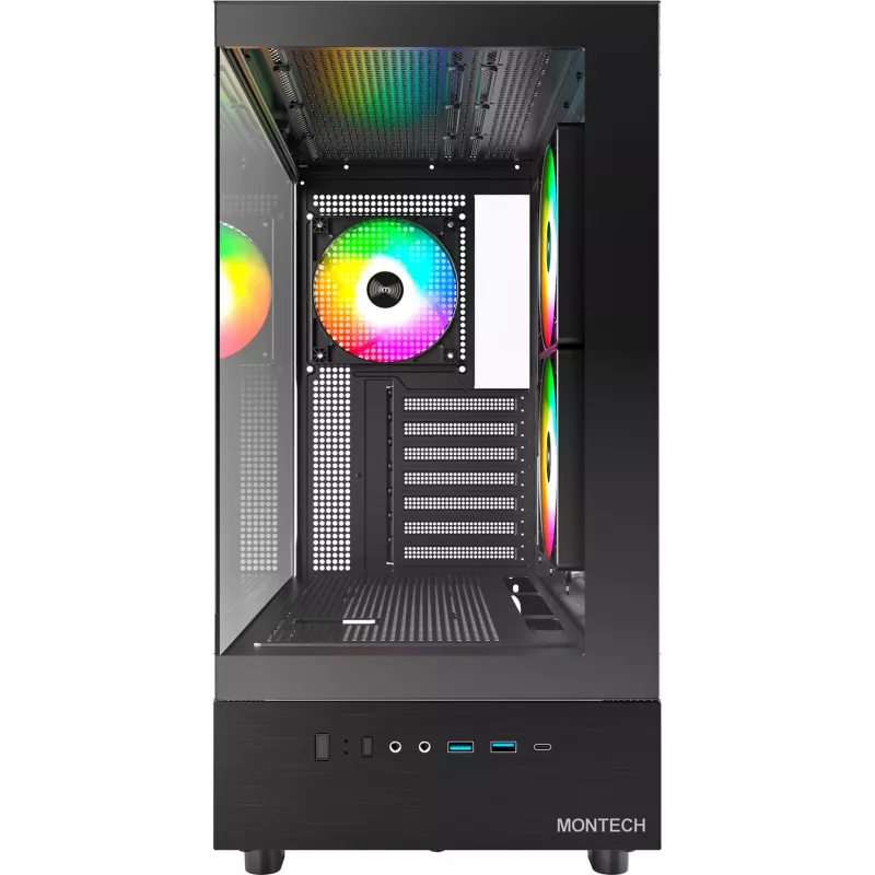 Montech XR midi-tower, gehard glas – zwart