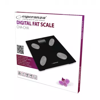 Elektronische personenweegschaal ESPERANZA EBS022K — digitale vetweegschaal, gehard glas, 180 kg, BMI, 12-gebruikersgeheugen