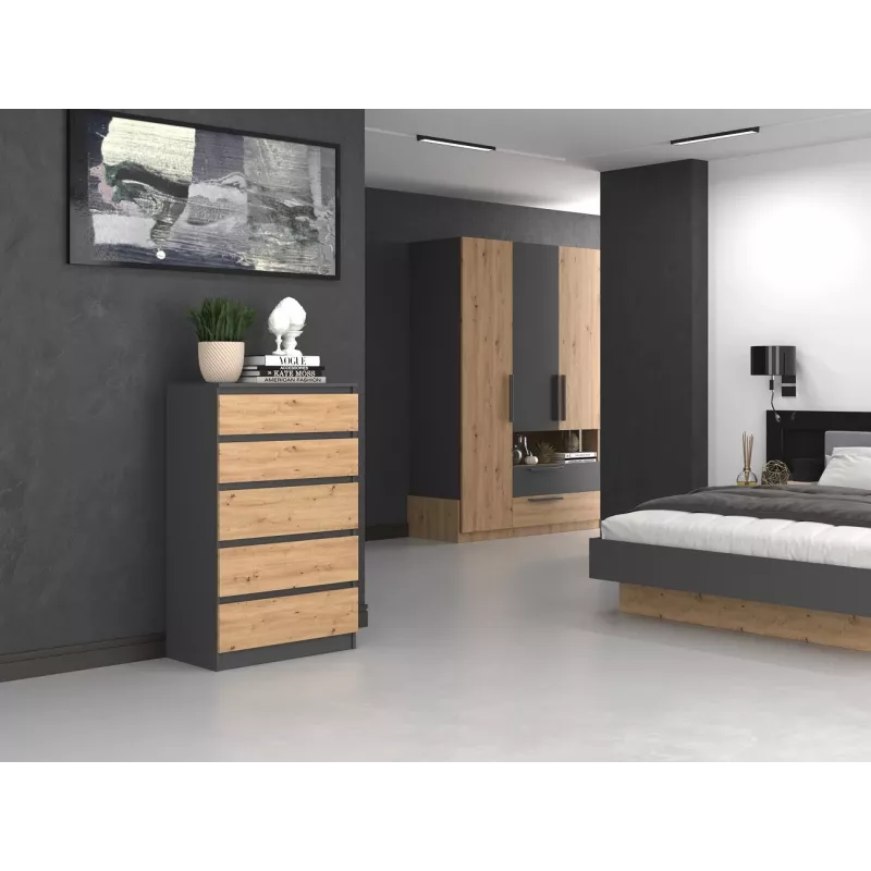 Topeshop M5 ANTRACYT/ARTISAN ladekast, antraciet/Artisan