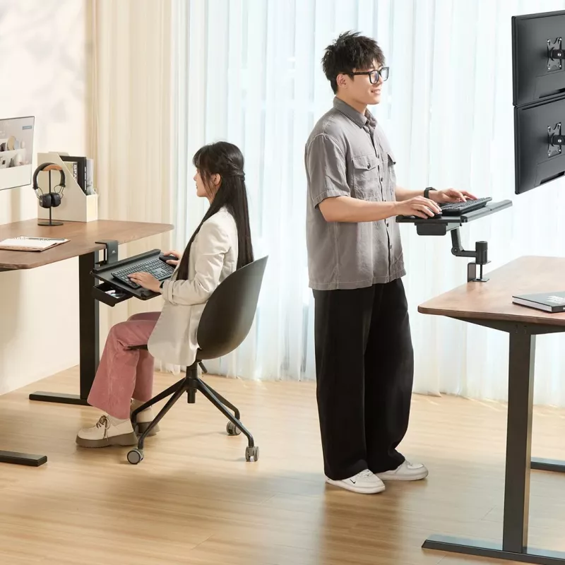 Maclean toetsenbordhouder onder het bureau, max. belasting 5 kg, horizontaal en verticaal verstelbaar, zwart, MC-108 B