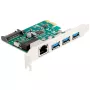 DeLOCK PCI Express x1-kaart, 3 x USB 5 Gbps Type-A, 1 x Gigabit LAN