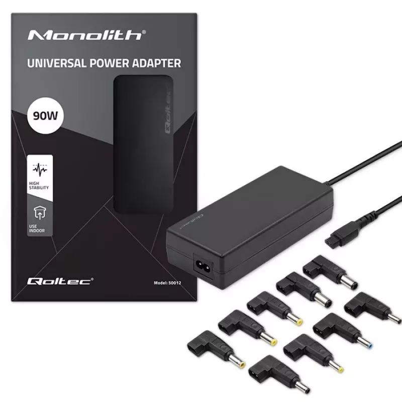 Qoltec 50012 automatische universele voeding 90W | 9 stekkers | +netsnoer