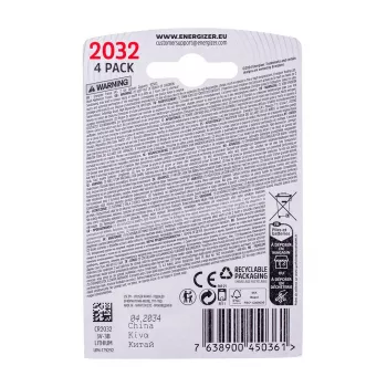 ENERGIZER BATTERY SPECIALIZED CR2032, 4 stuks, 3V, ECO