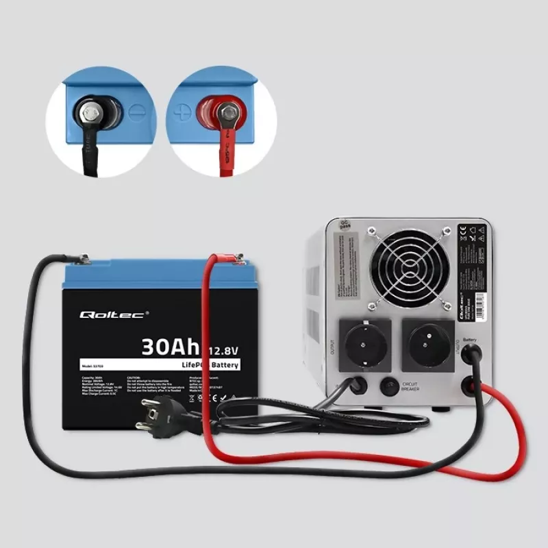 Oplaadbare LiFePO4-accu QOLTEC 12,8V 30Ah 384Wh met BMS