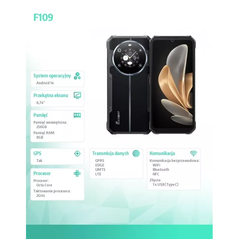 Smartphone FOSSiBOT F109 zwart – compacte smartphone, kleur: zwart