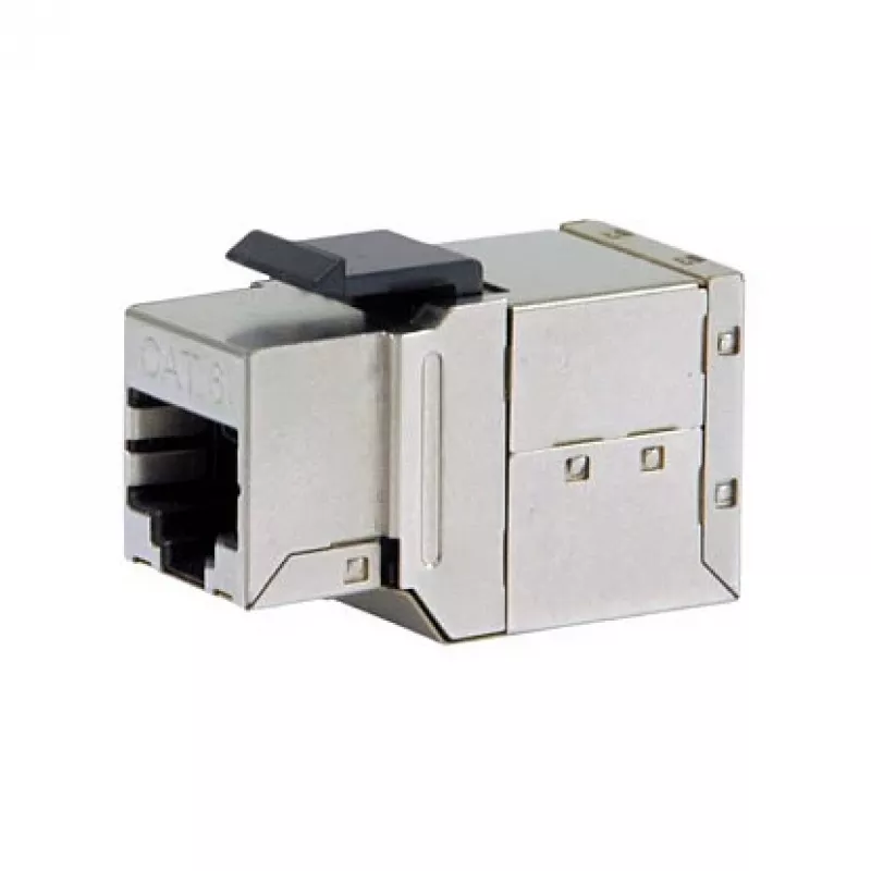 Afgeschermde Cat6 keystone inline-koppelaar 8-delige set, EQUIP — plat model, RJ-45, 17×35,5×24,4 mm, zilver