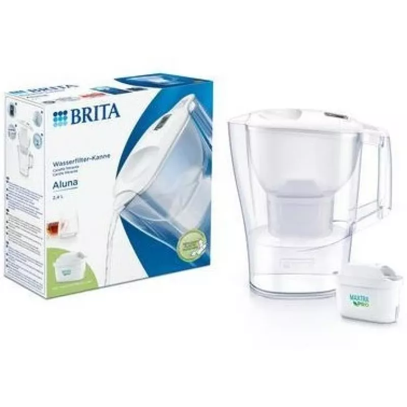 Waterfilterkan BRITA Aluna transparant wit — 2,4 l totaal / 1,4 l gefilterd, MAXTRA, vaatwasserbestendig