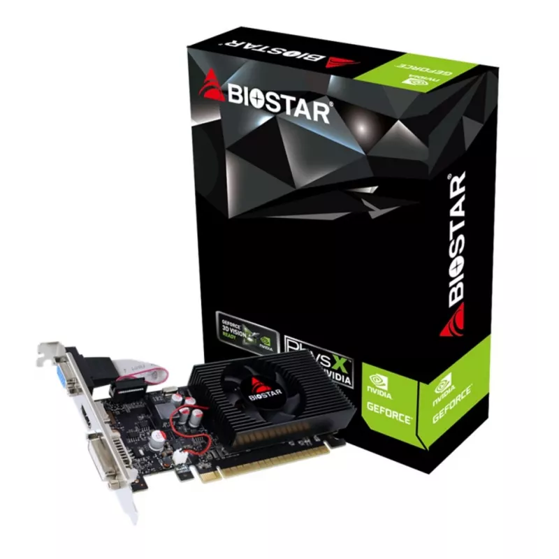 Grafische kaart BIOSTAR GeForce GT 730 VN7313THX1 — 2 GB GDDR3, 128-bit, PCIe 2.0, 700 MHz