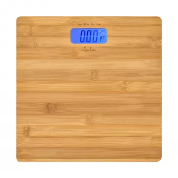 Elektronische personenweegschaal Jata HBAS1489 — 180 kg capaciteit, 100 g nauwkeurigheid, 10,2 cm LCD, bamboeplatform