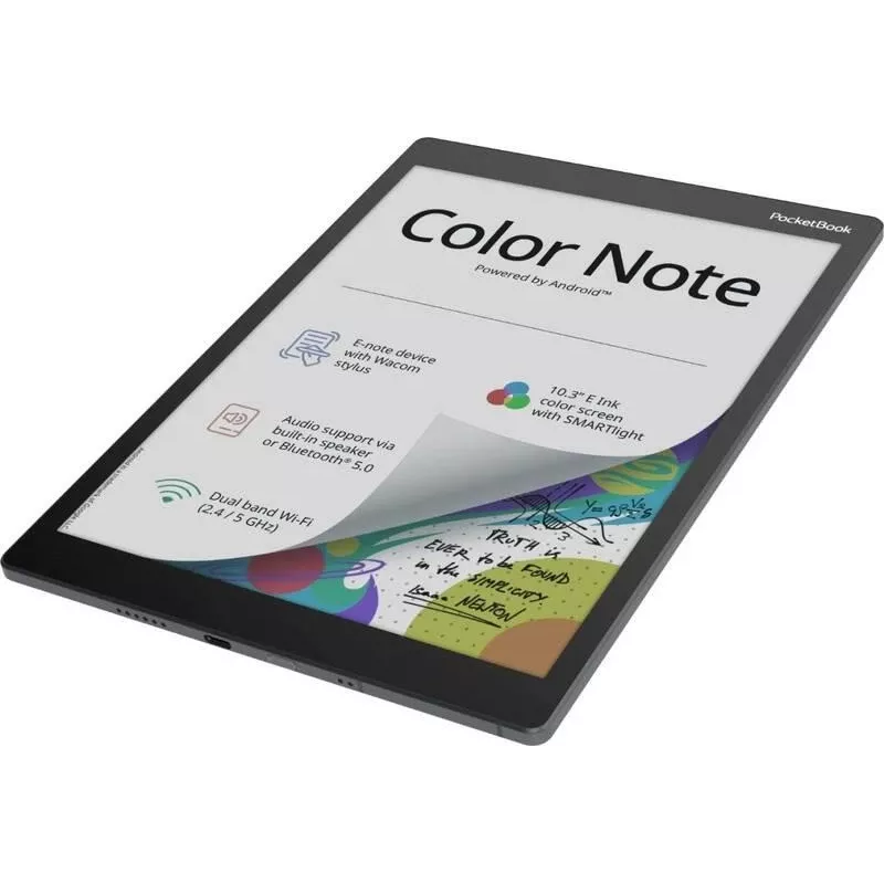 E-bookreader PocketBook Color Note 10,3 inch E Ink Kaleido, 32 GB, Wi‑Fi, touchscreen, zwart/blauw