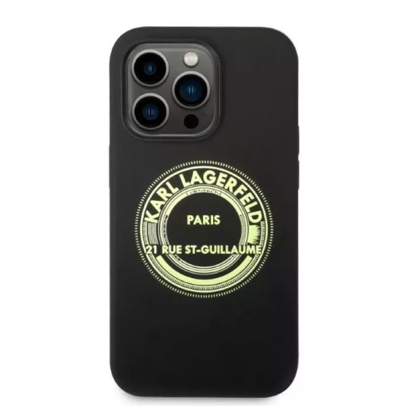 Karl Lagerfeld soft cover silicone RSG zwart voor Apple iPhone 14 Pro KLHCP14LSRSGRCK