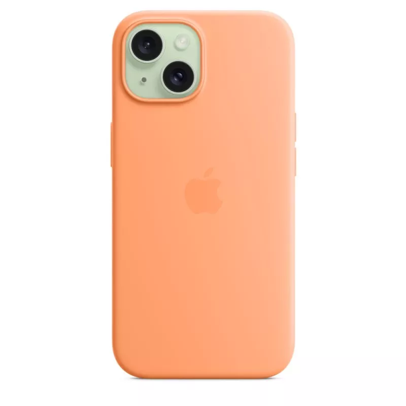 Apple iPhone 15 silicone case met MagSafe – Orange Sorbet