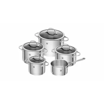 ZWILLING Essence 5-delige RVS kookgerei-set met glazen deksels