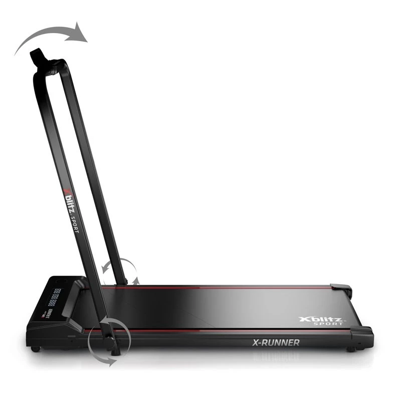 Gemotoriseerde loopband Xblitz X-RUNNER — opvouwbaar compact, max. snelheid 12 km/h, max. draagvermogen 120 kg, zwart