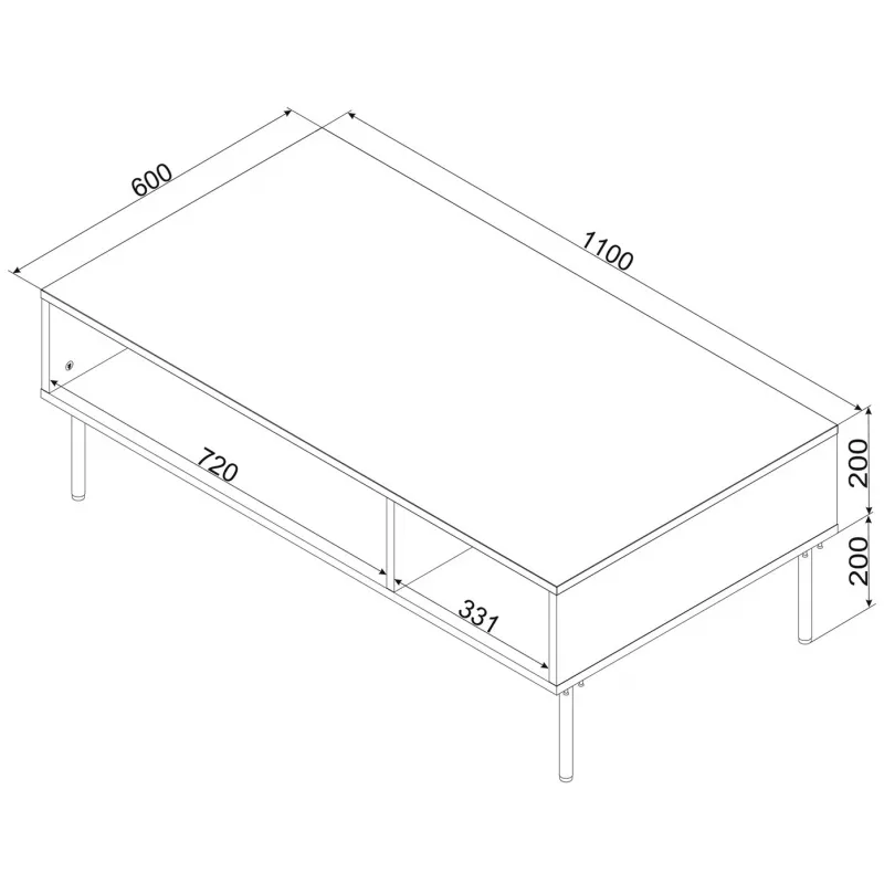 PALAZZO BIS tafel/latrine 110x60x40 wit mat