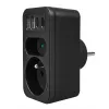 Power splitter MACLEAN MCE249 F/B – 2 AC-stopcontacten (16A + 6A) met 2×USB-A en 2×USB-C PD 20W, EU-stekker, zwart