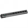 Stroomverdeleenheid Bachmann 300.012, PDU Basic, 6 AC-uitgangen, 2HE, 2 m kabel, zwart/grijs
