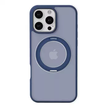 Beschermhoesje Torras Ostand Pro voor iPhone 16 Pro, blauw, slank design