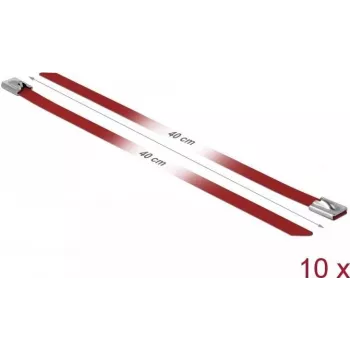 Kabelbinder DeLOCK 18783 roestvrij staal rood 400 mm 10 stuks