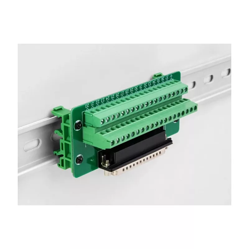 DeLOCK D-Sub 37-polig stekker op klemmenstrook voor DIN-rail 51 mm 30 mm 116 mm