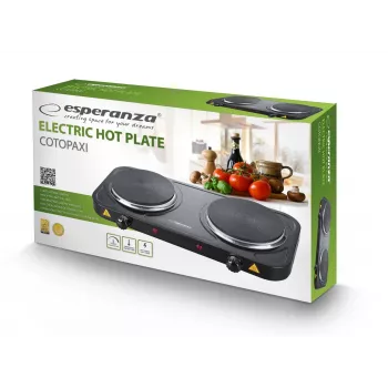 Elektrische tafelkookplaat ESPERANZA EKH010K — 2 zones zwart, 155 mm, 2000 W, draaiknop