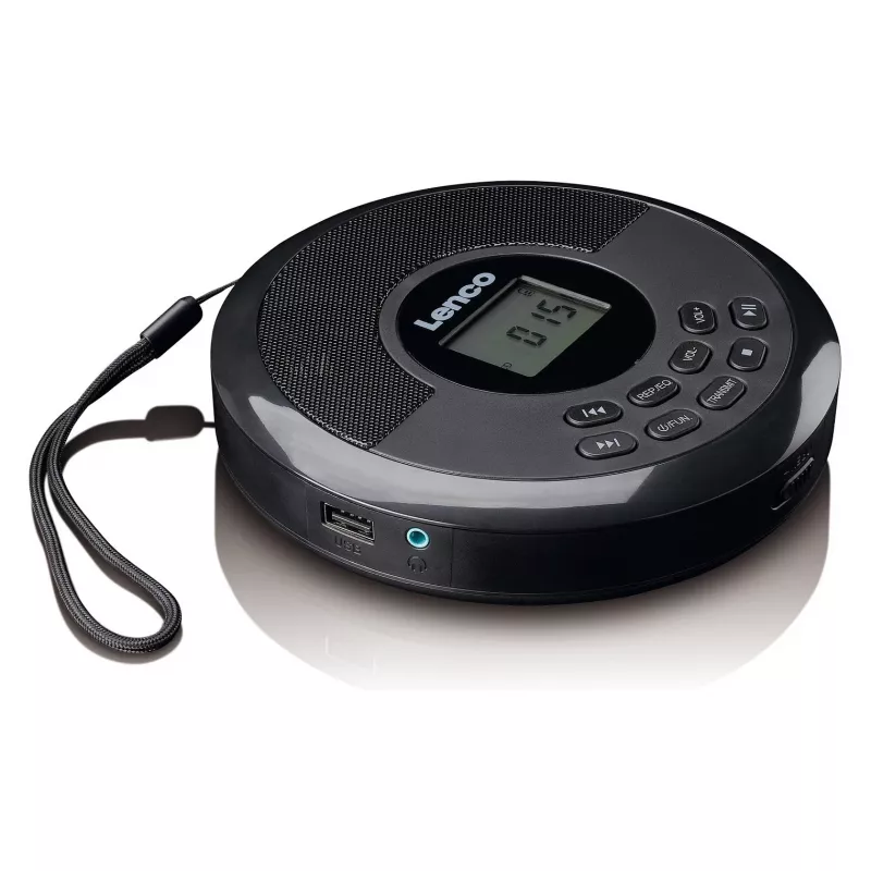 Draagbare cd-speler Lenco CD-340BK — zwart, draagbaar ontwerp