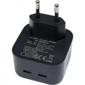 Inter-Tech PD-2036 smartphone-oplader, zwart, AC, binnen