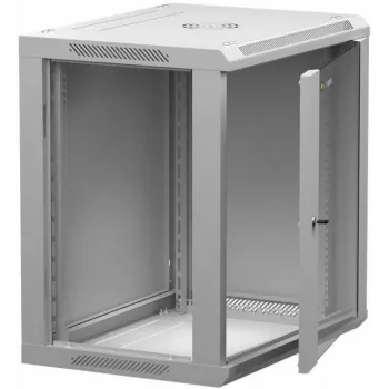 NETRACK 019-120-645-021 wand-/hangkast 19 inch 12U/450 mm glazen deur grijs afneembare zijwanden