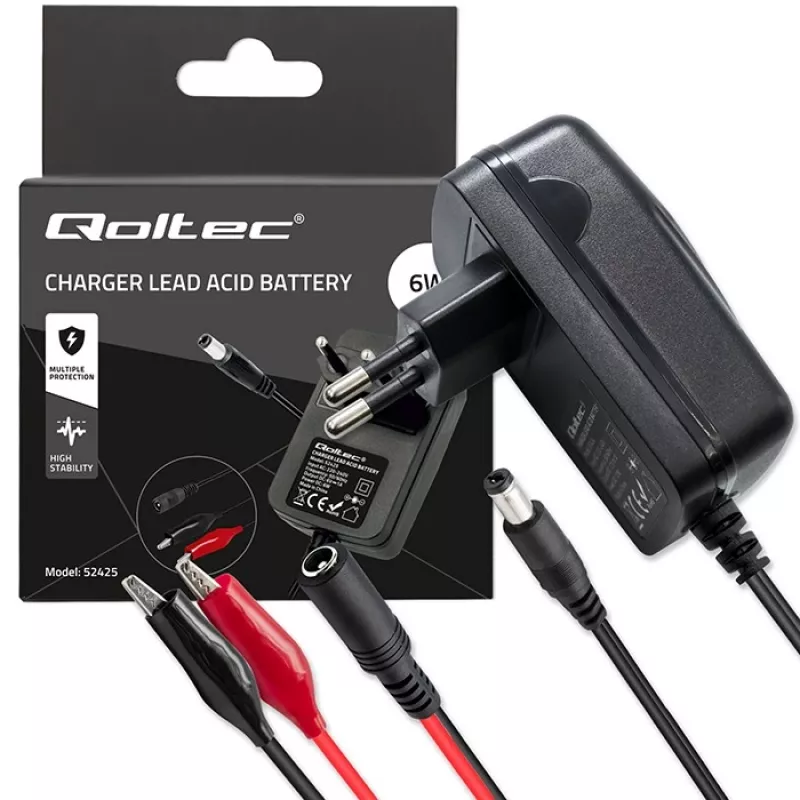 Batterijlader QOLTEC Charger AGM GEL STD 6V 1A voor 6V loodzuuraccu's, AGM en gel