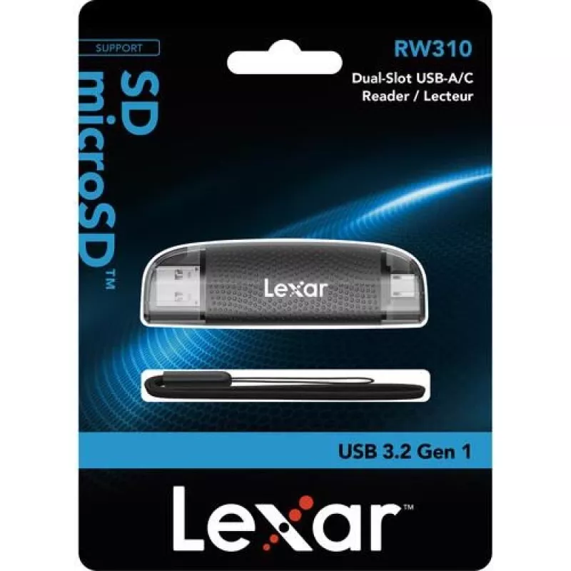 Lexar LRW310X-BNBNG dual USB-A/USB-C microSD/SD-kaartlezer, USB 3.2