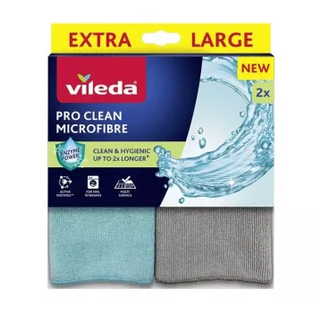 Reinigingsdoek VILEDA Pro Clean universeel met actieve enzymen, grijs, 2-pack, machinewasbaar